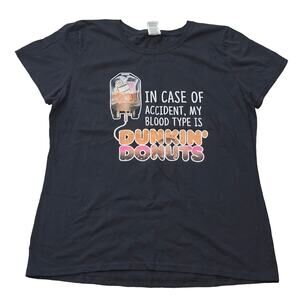 Fruit Of The Loom Blood Type Is Coffee Dunkin’ Donuts Short Sleeved Shirt Top